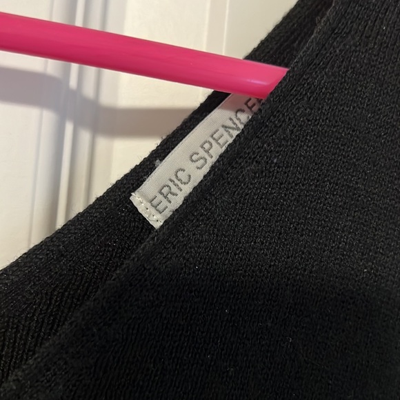 Eric Spencer Double V-Neck Sleeveless Black Knit Tank Top - Picture 4 of 8